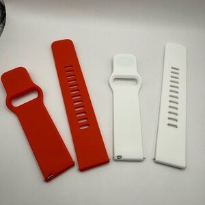 (2) Lot Orange & White Silicone Unisex Band Two Piece Strap Watch 20mm Size